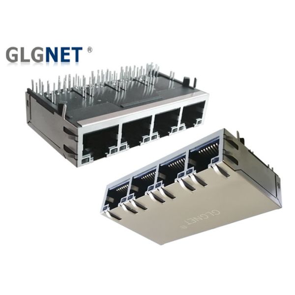 1X4 Ports Tab Up POE RJ45 Connector 15U" Gold Plating Hubs 8P8C Jack