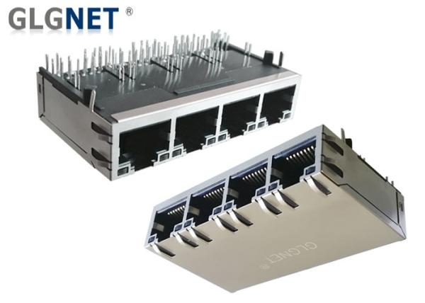 1X4 Ports Tab Up POE RJ45 Connector 15U Gold Plating Hubs 8P8C Jack