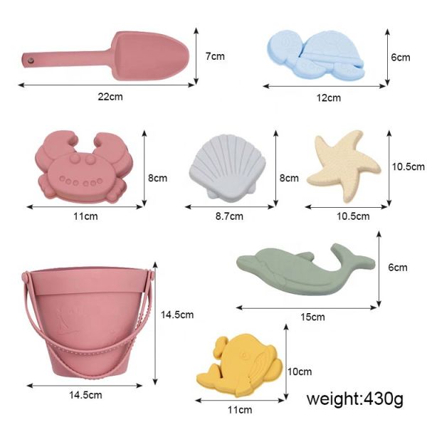 Silicone Educational Toys Bucket Molds Set Kids Beach Silicone Sand Toys