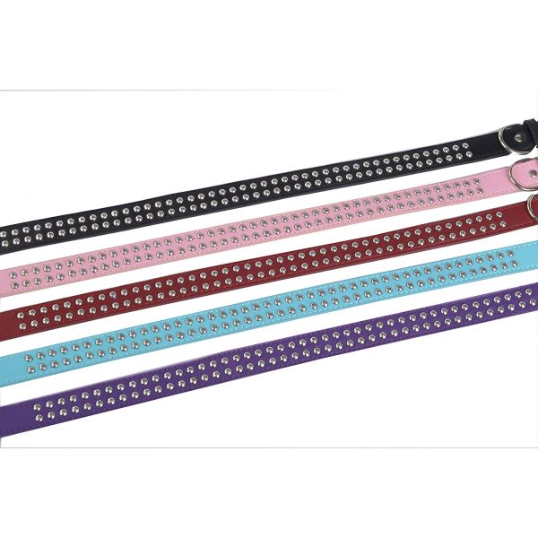 5 Adjustment Holes Soft Nylon Dog Collar Real Split Leather Studded OEM ODM Available