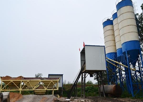 Compact Ready Mix Concrete Batch Plant , Stationary Mini Beton Concrete Mixing Station