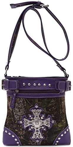 Camouflage Rhinestone Cross Pistol Buckle Western Crossbody Handbags Cowgirl Country Studded Purse Women Single Shoulder