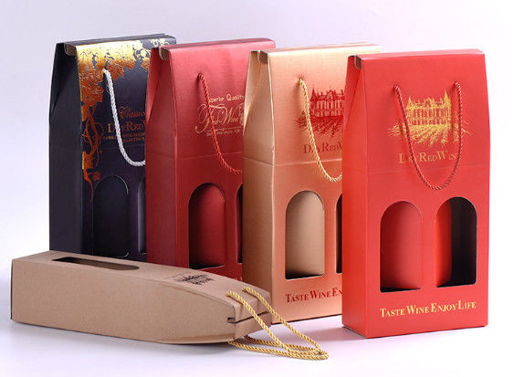Manufacturer corrugated paper gift box custom portable wine box double pack wine box packaging box