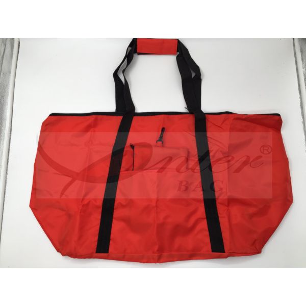 Water Resistant Reusable Folding Shopping Bags Red Color For Travel