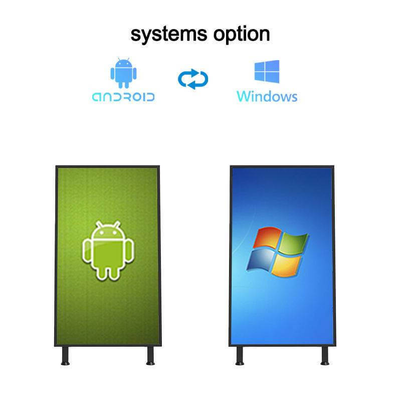 Waterproof Outdoor A Frame Mobile Digital Signage 32 43 49 55 Inch Portable Advertising Kiosk, Standing Digital Menu Board Display for Fast Food Shop Cafe Restaurant