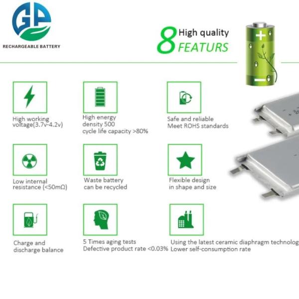 Un38.3 752540 Lithium Polymer Battery Pack 3.7v Rechargeable 500mah