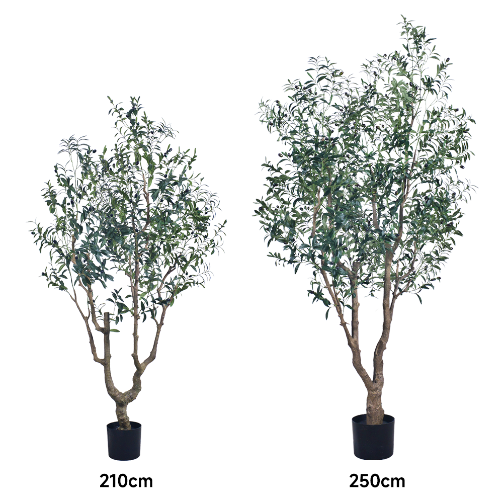 Large Artificial Olive Tree with Real Wood Trunk - 7FT & 8FT Sizes for Hotel Lobby & Luxury Villa Entrance Decor