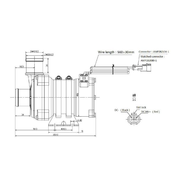 Комбинированный городской автобусный охлаждающий насос воды 24В 250Вт JP-BL43-200 Электрический насос воды 2800LPH Поток 16 м голова