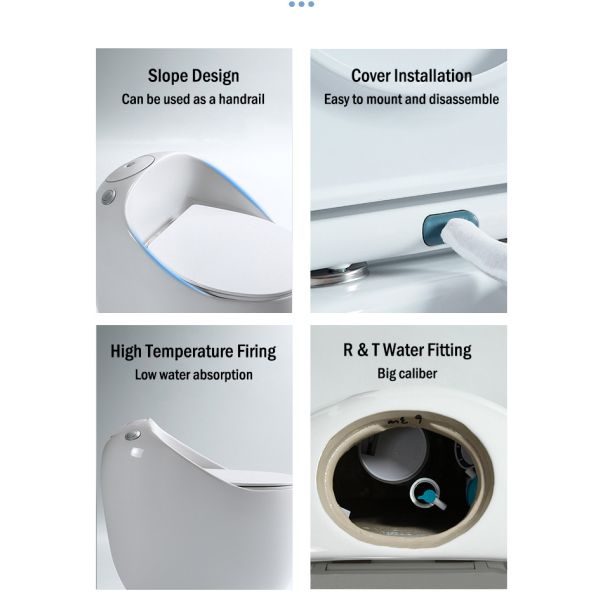 Ceramic Colored Siphon One Piece Toilet Bowl Egg Design Water Saving