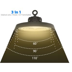 Super HB5 3 in 1 highbay with DIP switchable optical lens (60°/90°/110°), power