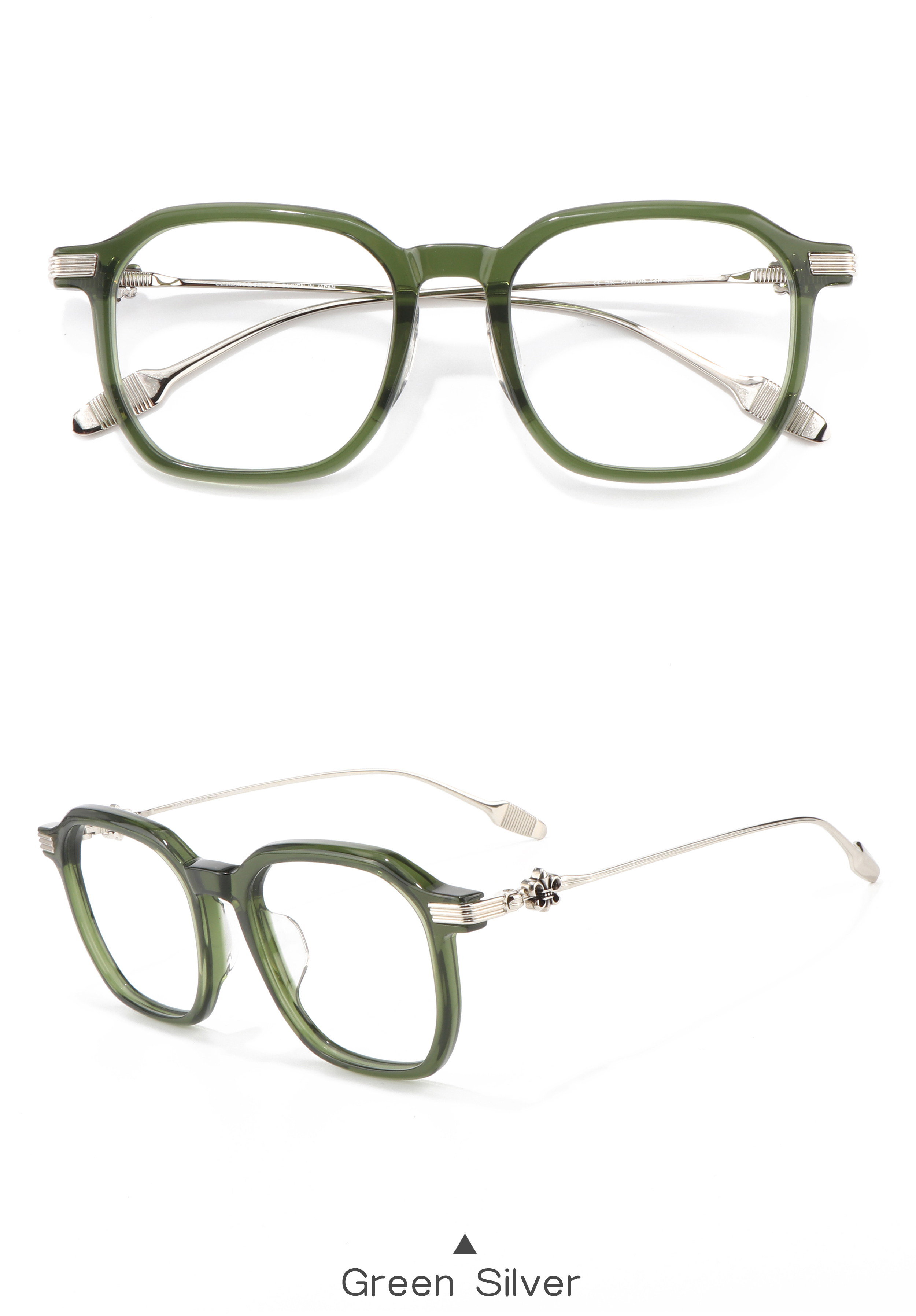 Irregular Shape Black Silver Color Punk Full Rim Optical Prescription Presbyopia Multifocal Lightweight Glasses Order Online