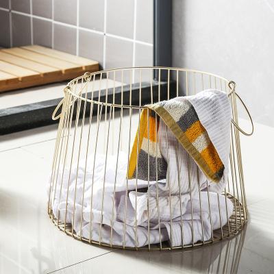 Nordic Metal Basket Iron Hotel Dirty Clothes Basket Bathroom Basket Toy Basket