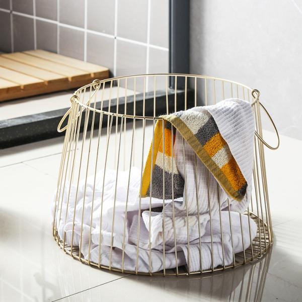 Nordic Metal Basket Iron Hotel Dirty Clothes Basket Bathroom Basket Toy Basket