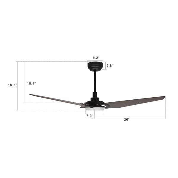 52 Inch Ceiling Fan with Light for Dining Room Lighting Decoration Led Ceiling Fan Light with Remote Control
