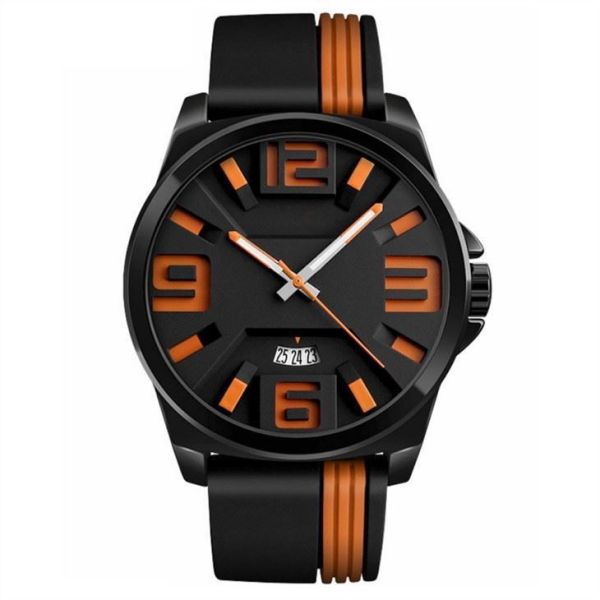 Casual Large Dial Mens Wrist Watches Quartz Movement Zinc Alloy Silicone Strap