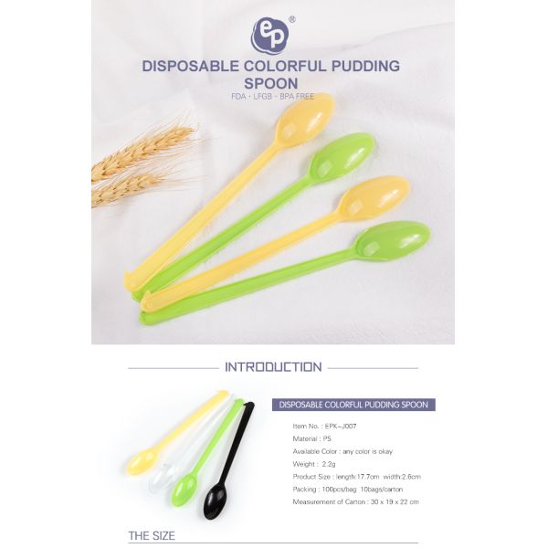 Take away disposable plastic long spoon for smoothie for party