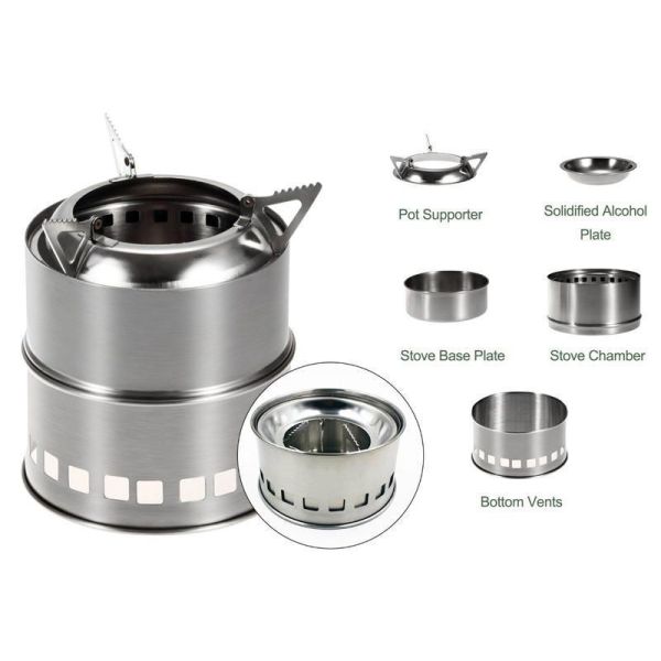 Portable Camping Stove Stainless Steel Wood Burning Stove for Outdoor Adventures