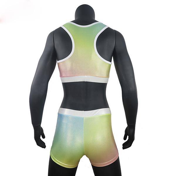 Breathable Metallic Cheer Dance Clothes , Cheerleader Warm Up Suits With Rhinestones