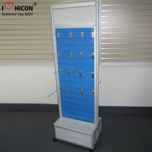 Customized Free Standing Slatwall Display Stands With Storage In Wood Metal