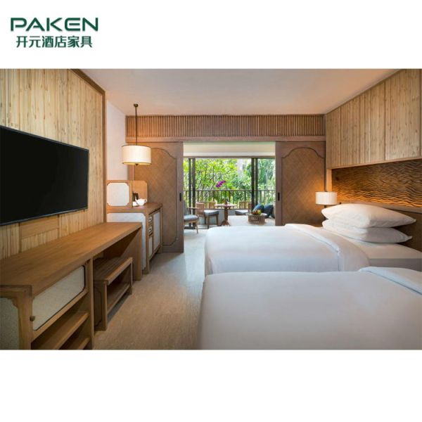 Мебель спальни гостиницы размера ферзя твердая деревянная устанавливает