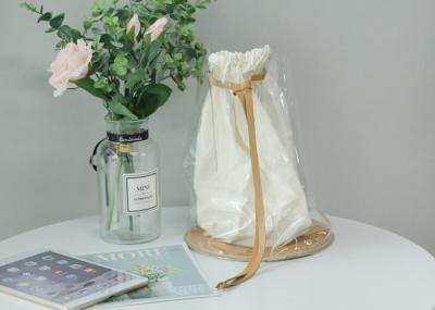 Korean Style PVC Tote Bag With White Cotton Bag Inside And Leather Drawstring