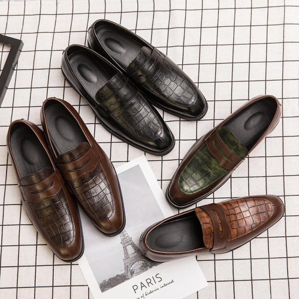 Textured ODM Mens Leather Dress Shoes Handmade Italian Style For Business Men