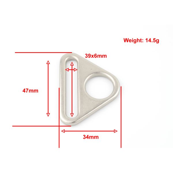 Triangle Bag Metal Buckle Nickle Color Polished Rolling Plating For Decoraction