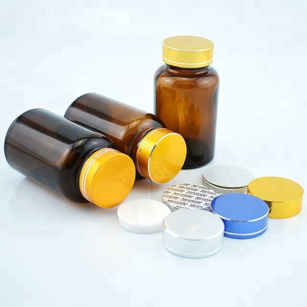 Wide Mouth 120cc Amber Pill Bottles Seal Metal Lid For Long Distance Travel