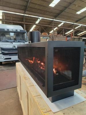 Three-sided gas fireplace European Black Matte Propane Gas Natural Gas Fireplaces Carbon Steel