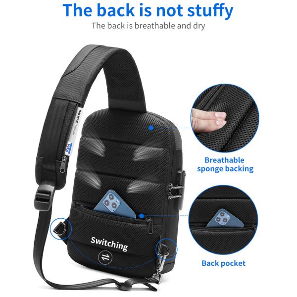 Nuevo logotipo personalizado Bolso de hombro multifuncional resistente al agua anti robo bolso de pecho hombre bolso de eslingas