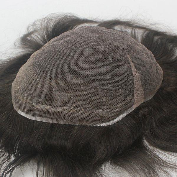 Toutes les couleurs de cheveux humains Toupee Systèmes capillaires sur mesure Nœud unique
