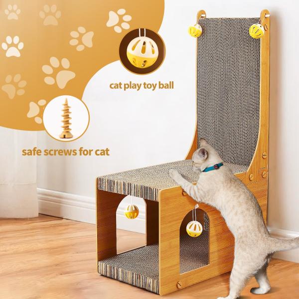 Chair Cat Nest More Than One Cat Scratcher, Cat Scratching Board, L Shaped Vertical Cat Scratcher for Wall and Couch Protection