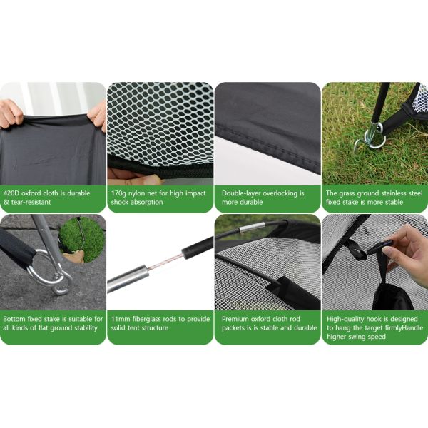 Golf Hitting Cage Practice Aid For Outdoor, Golf Practice Net, Hitting Aids Nets, Portable Golf Impact Nets Cages