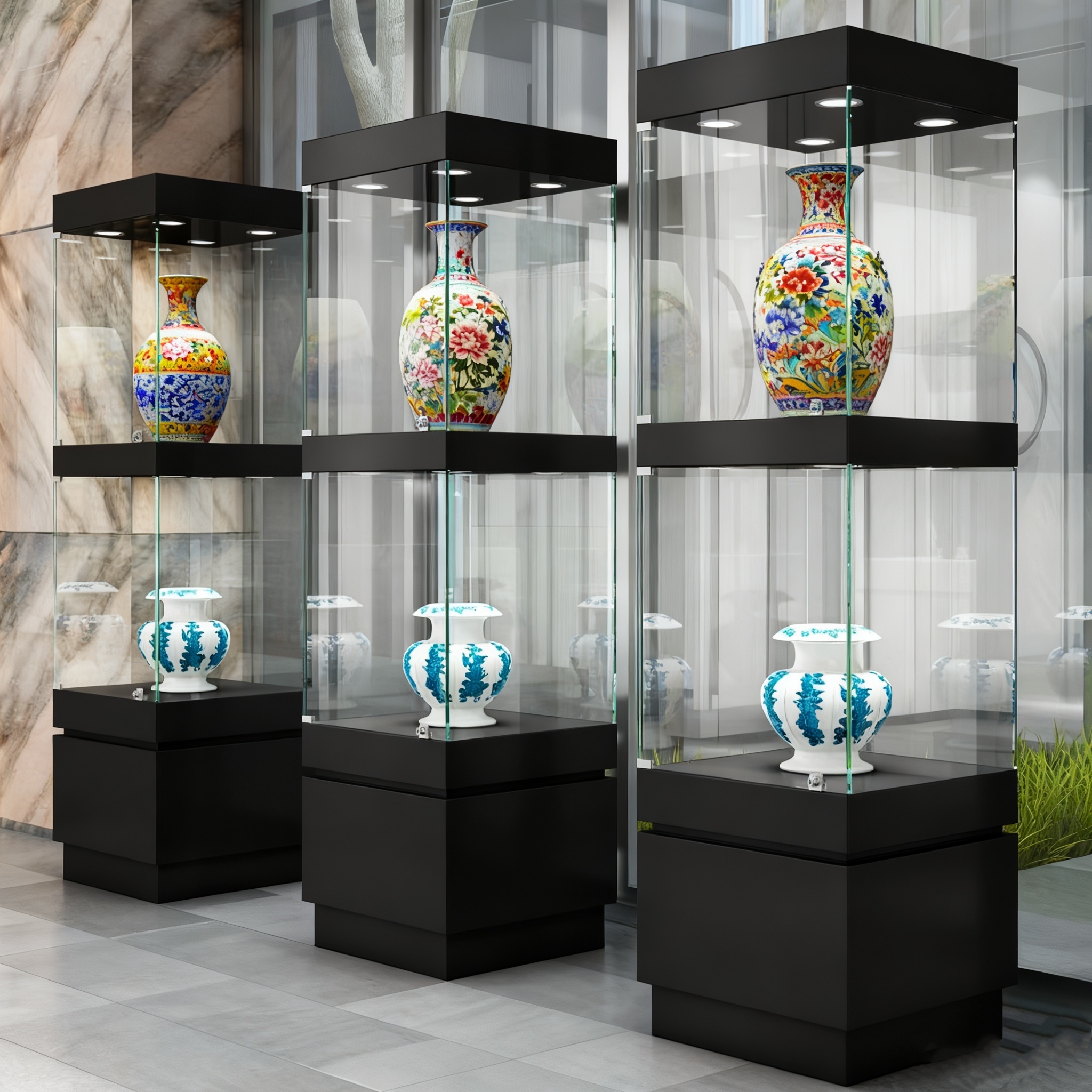 Modern Wall-Mounted Display Case for Art & Historical Objects