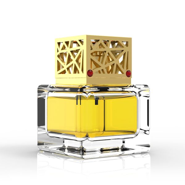 Square hollowed-out perfume cap gemstone cap Golden