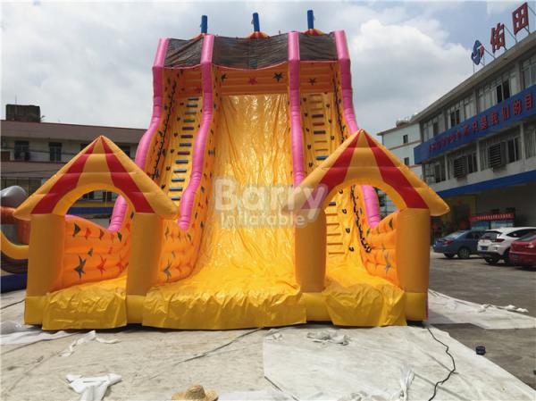 Solo amarillo el 12x7x10m del carril de la diapositiva inflable por encargo de los niños