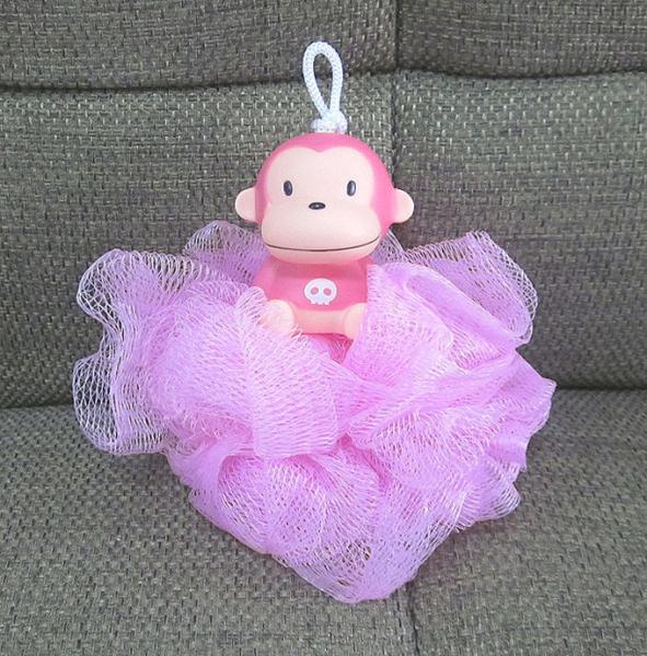 Cartoon Monkey Bath / Shower Body Puff Sponge Mesh Ball shenzhen ICTI factory