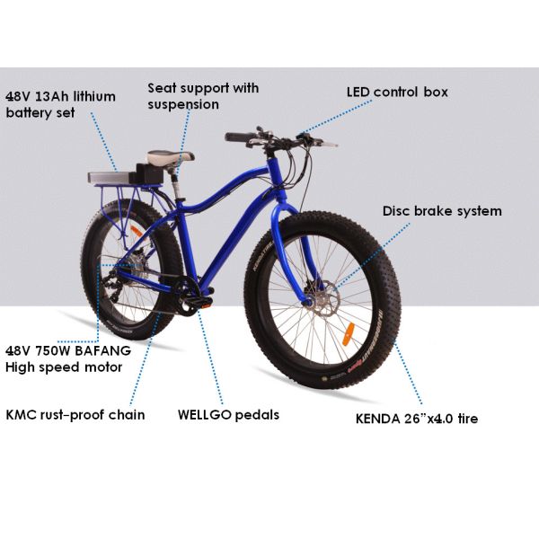 Blue Electric Fat Tire Beach Cruiser Bikes Shimano 6 Speed Snow Road