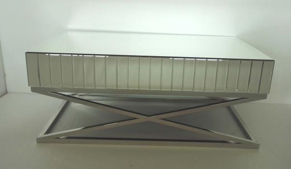 High Polish Steel Silver Mirror Table , Living Room Mirrored Coffee Table