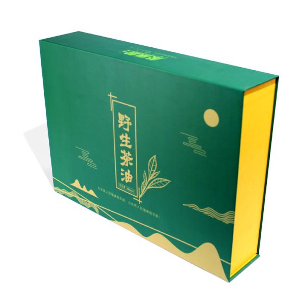 Caja de embalaje de regalo magnético verde hecha para productos de té con diseño personalizado cerca de mí
