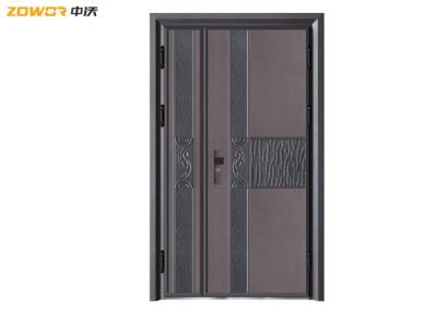 Luxury House Wrought Iron Entry Doors With Tempered Glass Window
