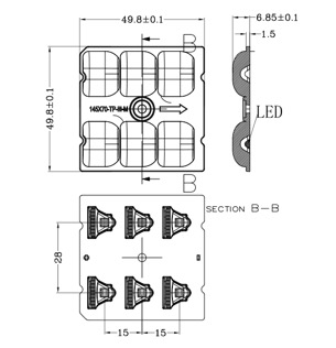 5050 MM 6 LED 5050SMD LED Optical Lens 145X70 Degree TYPEIII - M Streetlight Type