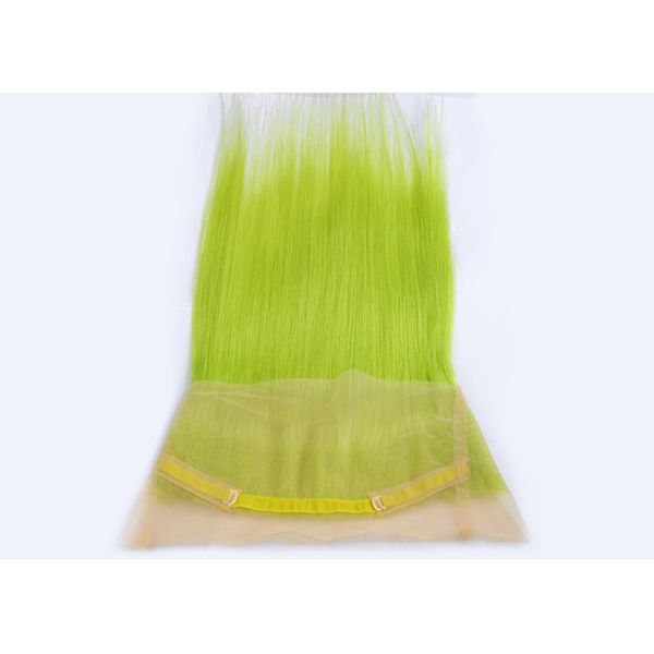 Custom 360 Wig Human Hair Virgin Fluorescent Green Color 20 Inch Straight