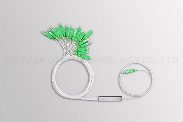 16 Way Fiber Optic Splitter SC / APC / SC / UPC Steel Tube Type Coupler
