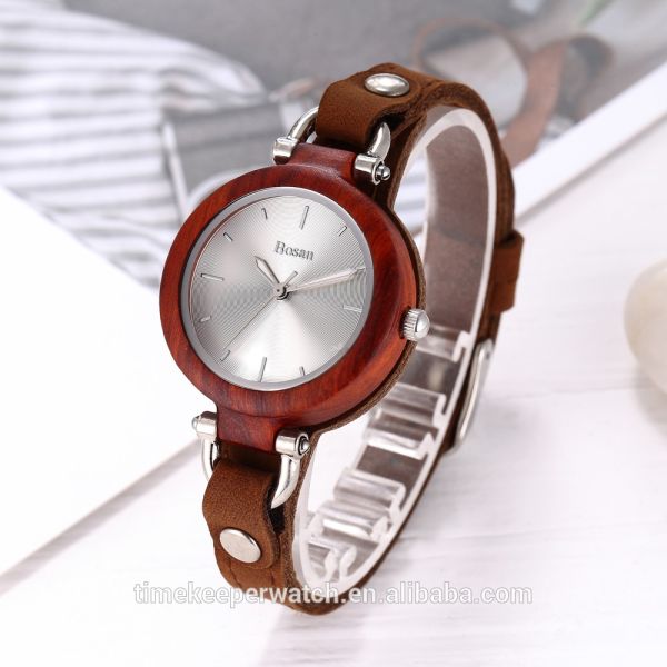 fashion lady watches , vintage designs , leather wood watches in elegant ,