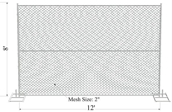 chain link temporary construction fence panels 6FT X 10F Mesh 2 3/8  x 2 3/8 ( 60mm x 60mm ) x 12 gauge wire