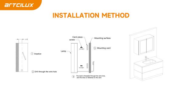 2PCS Socket A2D06 Luz delantera del espejo LED 10W / M Instalación de montaje de superficie Snap-In Aluminio Temperatura de tres colores 2835 perlas/120PCS/MDC12V