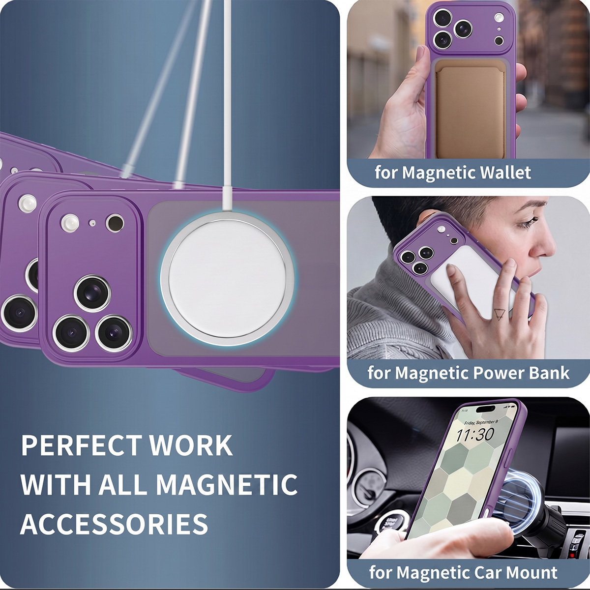 Laudtec Translucent Matte Frosted Strong Magnetic Phone Case Phone Cover with Full Camera Protection for iPhone 17 16 15 Pro Max