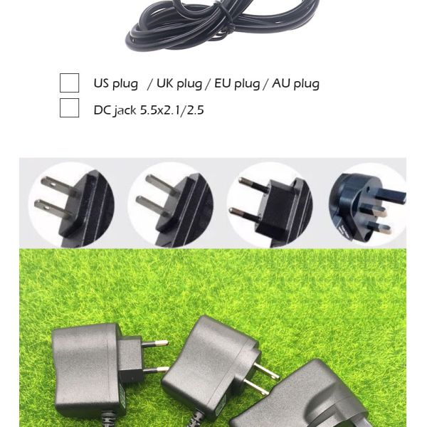 EE.UU. UE Reino Unido AU Enchufe AC a 5V 9V 12V DC 5.5x2.1mm 2.5 Jack Adaptador de alimentación
