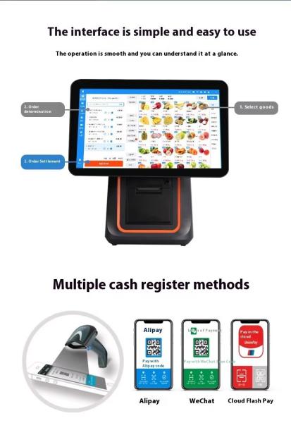 Retail Restaurant Billing Machine 15.6 inch Dual Screen POS System with Windows Operating System and Android POS